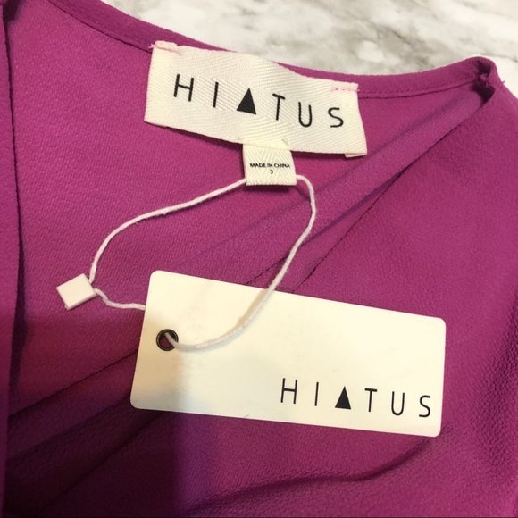 NWT Hiatus Asymmetric Button Surplice V-Neck Wrap Top Magenta Sz S - Picture 5 of 9